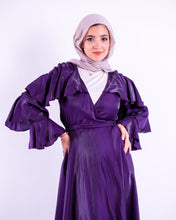 Load image into Gallery viewer, Ruffles wrapped dress in Purple