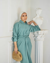 Load image into Gallery viewer, Monochrome Shirt & Wrapped Skirt Set