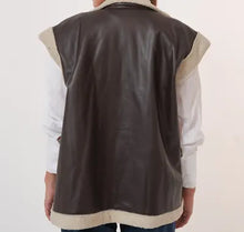 Load image into Gallery viewer, Fur-Lined Leather Vest in brown