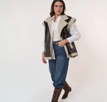 Load image into Gallery viewer, Fur-Lined Leather Vest in brown