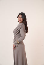 Load image into Gallery viewer, One-Side Draped Maxi Dress with Chest Cover in Griesh