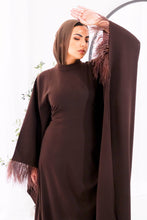 Load image into Gallery viewer, Butterfly feathers sleeves Abaya-Dress in Brown