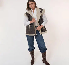 Load image into Gallery viewer, Fur-Lined Leather Vest in brown