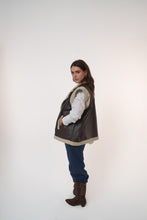Load image into Gallery viewer, Fur-Lined Leather Vest in brown