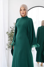 Load image into Gallery viewer, Butterfly feathers sleeves Abaya-Dress in Green