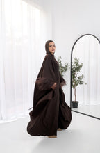 Load image into Gallery viewer, Butterfly feathers sleeves Abaya-Dress in Brown