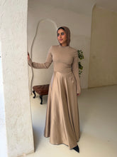 Load image into Gallery viewer, Satin half and half A-line dress in champagne