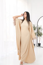 Load image into Gallery viewer, Butterfly feathers sleeves Abaya-Dress in Beige