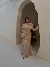 Load image into Gallery viewer, One-Side Draped Maxi Dress with Chest Cover in Beige