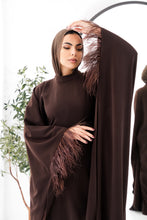 Load image into Gallery viewer, Butterfly feathers sleeves Abaya-Dress in Brown