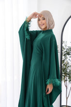 Load image into Gallery viewer, Butterfly feathers sleeves Abaya-Dress in Green