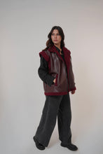 Load image into Gallery viewer, Fur-Lined Leather Vest in burgundy