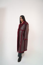 Load image into Gallery viewer, Premium Fur Leather - long coat in burgundy