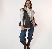 Load image into Gallery viewer, Fur-Lined Leather Vest in brown