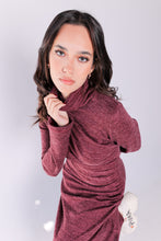 Load image into Gallery viewer, turtleneck Rouched wool dress