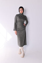 Load image into Gallery viewer, turtleneck Rouched wool dress