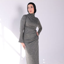 Load image into Gallery viewer, turtleneck Rouched wool dress