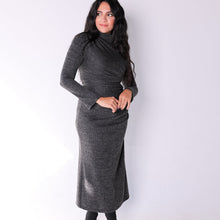 Load image into Gallery viewer, turtleneck Rouched wool dress