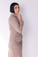 Load image into Gallery viewer, turtleneck Rouched wool dress