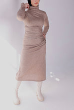 Load image into Gallery viewer, turtleneck Rouched wool dress