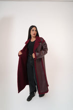 Load image into Gallery viewer, Premium Fur Leather - long coat in burgundy