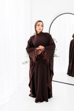 Load image into Gallery viewer, Butterfly feathers sleeves Abaya-Dress in Brown