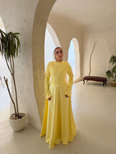 Load image into Gallery viewer, Satin half and half A-line dress in butter yellow