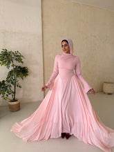 Load image into Gallery viewer, Amwaj gown with shoulder drapes in Pink with chest cover
