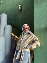 Load image into Gallery viewer, Vintage Croc-Texture Faux Leather Bomber Jacket in Beige