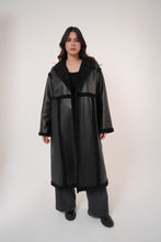 Load image into Gallery viewer, Premium Fur leather- long coat in Black