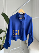 Load image into Gallery viewer, Pure linen cropped oversized shirt