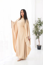 Load image into Gallery viewer, Butterfly feathers sleeves Abaya-Dress in Beige