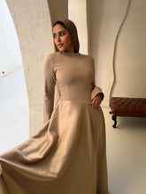Load image into Gallery viewer, Satin half and half A-line dress in champagne