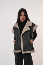 Load image into Gallery viewer, Fur-Lined Leather Vest in Black