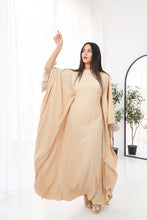 Load image into Gallery viewer, Butterfly feathers sleeves Abaya-Dress in Beige