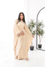 Load image into Gallery viewer, Butterfly feathers sleeves Abaya-Dress in Beige