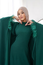 Load image into Gallery viewer, Butterfly feathers sleeves Abaya-Dress in Green