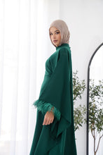 Load image into Gallery viewer, Butterfly feathers sleeves Abaya-Dress in Green