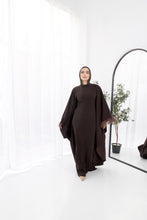 Load image into Gallery viewer, Butterfly feathers sleeves Abaya-Dress in Brown
