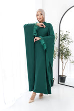 Load image into Gallery viewer, Butterfly feathers sleeves Abaya-Dress in Green