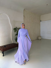 Load image into Gallery viewer, Amwaj gown with shoulder drappes in Lilac with chest cover