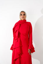 Load image into Gallery viewer, Flowy side ruffles dress in Red