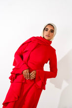 Load image into Gallery viewer, Flowy side ruffles dress in Red