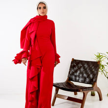 Load image into Gallery viewer, Flowy side ruffles dress in Red