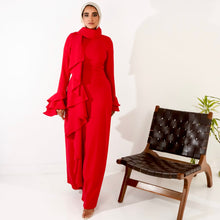 Load image into Gallery viewer, Flowy side ruffles dress in Red