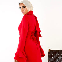Load image into Gallery viewer, Flowy side ruffles dress in Red