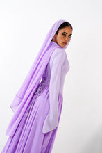 Load image into Gallery viewer, Amwaj gown with shoulder drappes in Lilac with cover chest