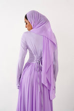 Load image into Gallery viewer, Amwaj gown with shoulder drappes in Lilac with cover chest