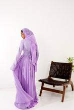 Load image into Gallery viewer, Amwaj gown with shoulder drappes in Lilac with cover chest