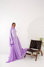 Load image into Gallery viewer, Amwaj gown with shoulder drappes in Lilac with cover chest